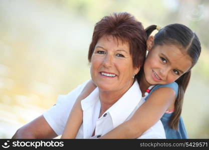 Mother and daughter in park