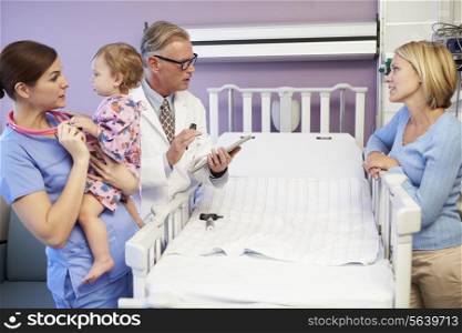 Mother And Daughter In Pediatric Ward Of Hospital