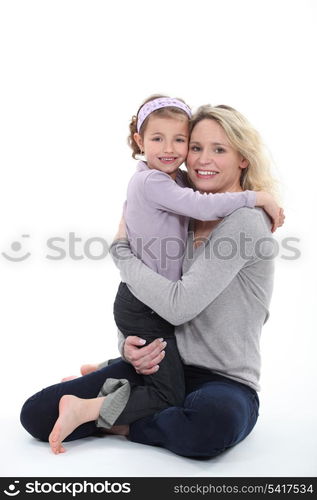 Mother and daughter in studio