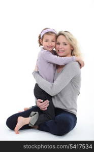 Mother and daughter in studio