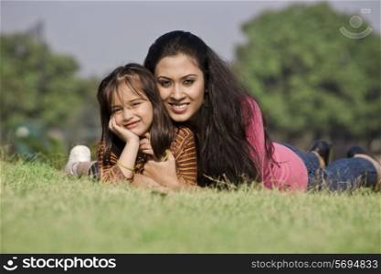Mother and daughter posing