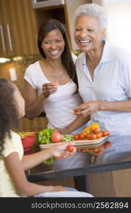 Mother And Daughter Preparing meal,mealtime Together