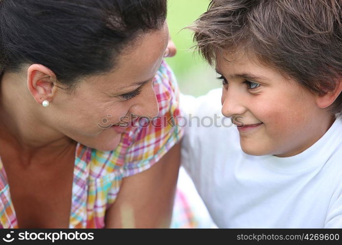 Mother and son at park