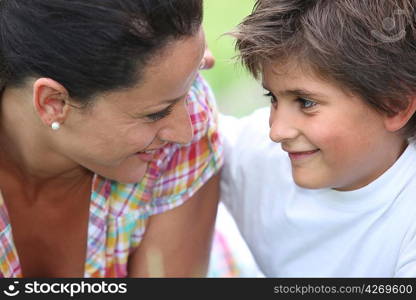 Mother and son at park