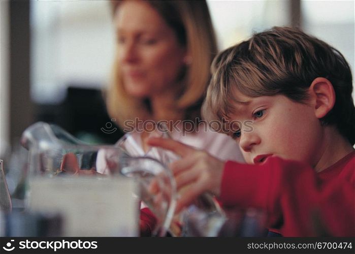 mother and son at the table