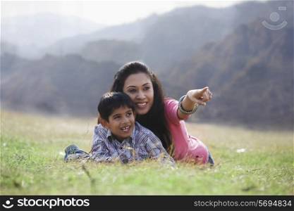 Mother and son enjoying