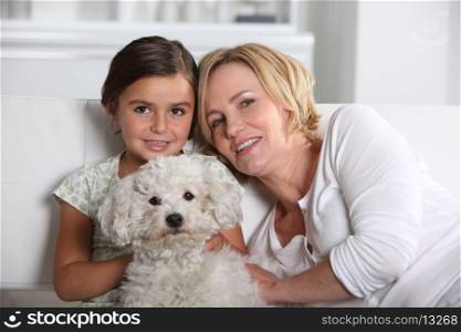 Mother, daughter and the dog
