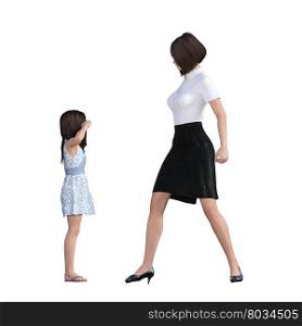 Mother Daughter Interaction of Mom Disciplining Girl as an Illustration Concept. Mother Daughter Interaction of Mom Disciplining Girl