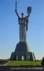 Mother Land monument in Kiev, Ukraine in the evening. Monument to the warriors of Second World War in Kiev