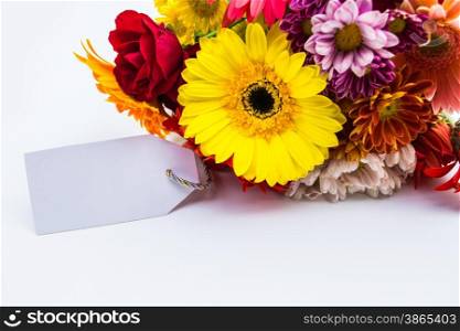 Mother&rsquo;s Day Concept-- Post card with colorful flowers.