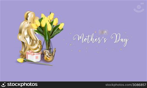 Mother&rsquo;s day holiday card. Spring flower vector illustration. Greeting realistic template, international women&rsquo;s day concepts, modern party design.. Mother&rsquo;s day holiday card. Spring flower vector illustration. Greeting realistic template, international women&rsquo;s day concepts, modern party design