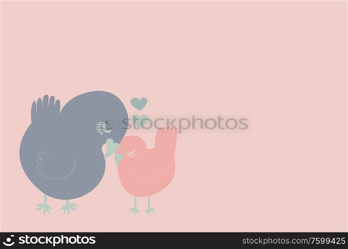 Mother&rsquo;s Day special gretting card - Lovely bird illustration - Mother and lillte birdie