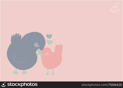 Mother&rsquo;s Day special gretting card - Lovely bird illustration - Mother and lillte birdie