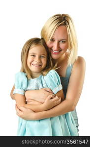 Mother with daughter isolated on white