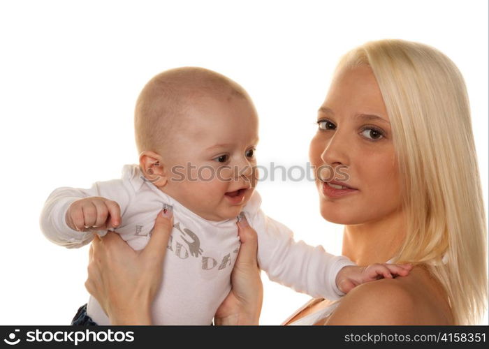 mother with small baby on her shoulder. infant portrait