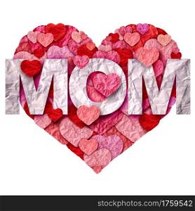Mothers Day greeting and celebration or love for mom in a 3D illustration style.