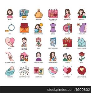 Mothers day, Thin Line and Pixel Perfect Icons