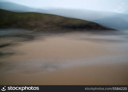Motion blur artistic effect filter on beach landscape image