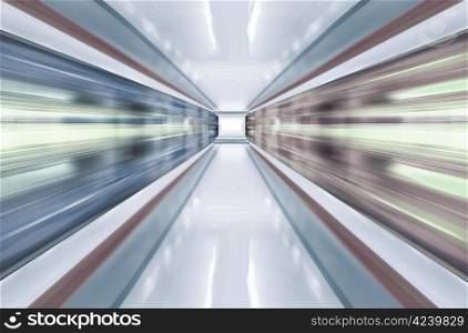 motion blur outdoor of high speed train in subway