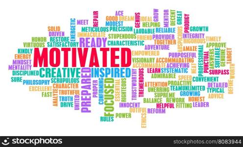 Motivated Word Cloud Concept on White. Motivated Word Cloud Concept