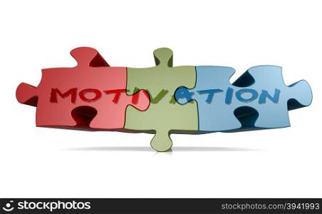 Motivation word on jigsaw puzzle, isolated on white background