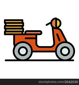 Moto food delivery icon. Outline moto food delivery vector icon color flat isolated. Moto food delivery icon color outline vector