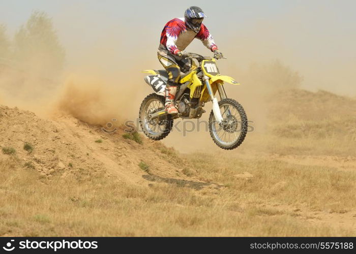 motocross bike in a race representing concept of speed and power in extreme man sport