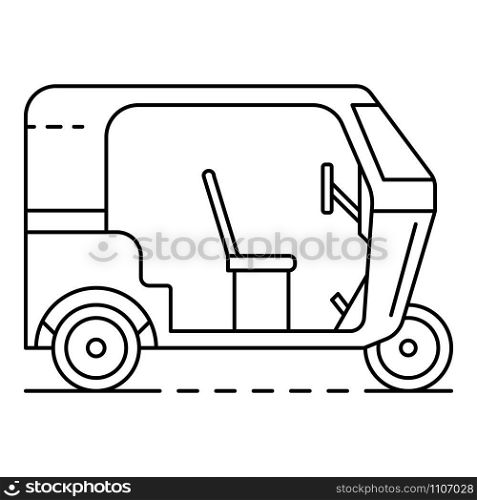 Motor tricycle icon. Outline motor tricycle vector icon for web design isolated on white background. Motor tricycle icon, outline style