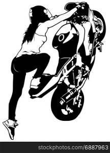 Motorbike Girl On The Rear Wheel