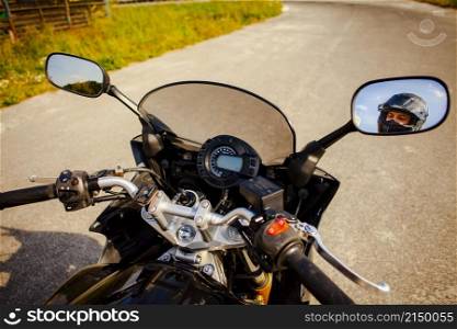 motorbike grips with rearview mirrors view biker