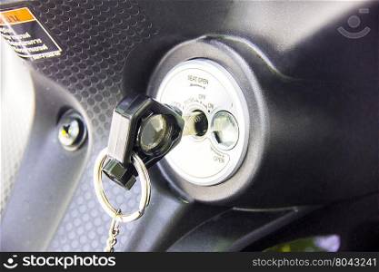 Motorbike Key in Ignition Keyhole