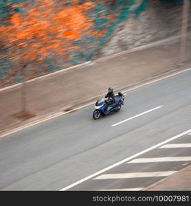                                 motorbike mode of transport on the street in Bilbao city, Spain