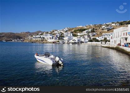 Motorboat in the sea, Mykonos, Cyclades Islands, Greece