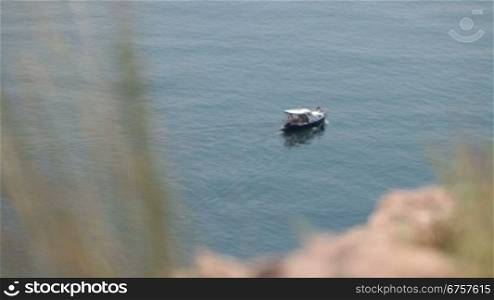 motorboat sailing along the seashore Black Sea, Balaklava, Crimea, Ukraine