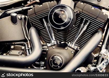 Motorcycle Chrome Engine Block Closeup