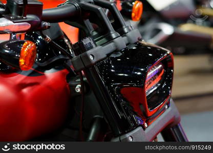 motorcycle headlight Close up. Detail of a motorcycle headlight