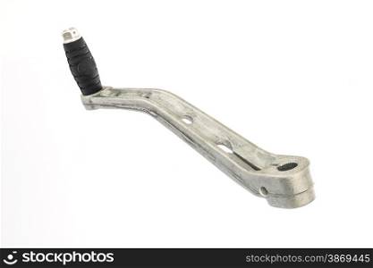 Motorcycle kick starter,a spare part, isolated on white background