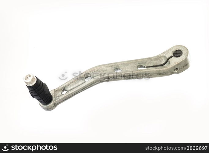 Motorcycle kick starter,a spare part, isolated on white background