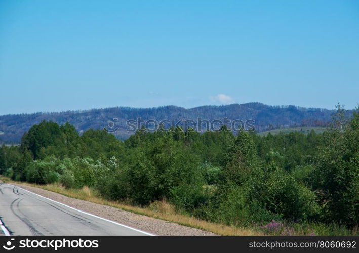 Motorway in Buryatia. road leading to the Mountains
