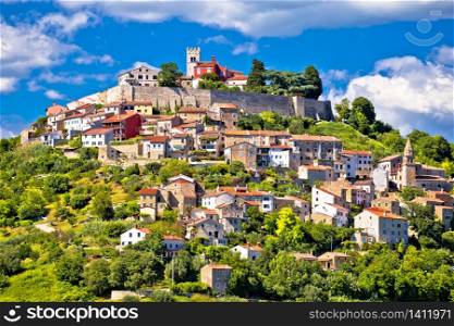 Motovun. Picturesque historic Town of Motovun on idyllic green hill, inland Istria region of Croatia