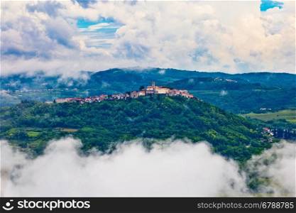 Motovun town in clouds view, Istria, Croatia