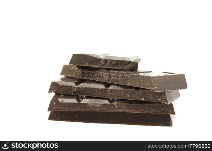 Mount a piece of chocolate isolated on white