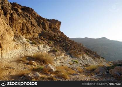 Mount and ravine in Negev desert, Israel