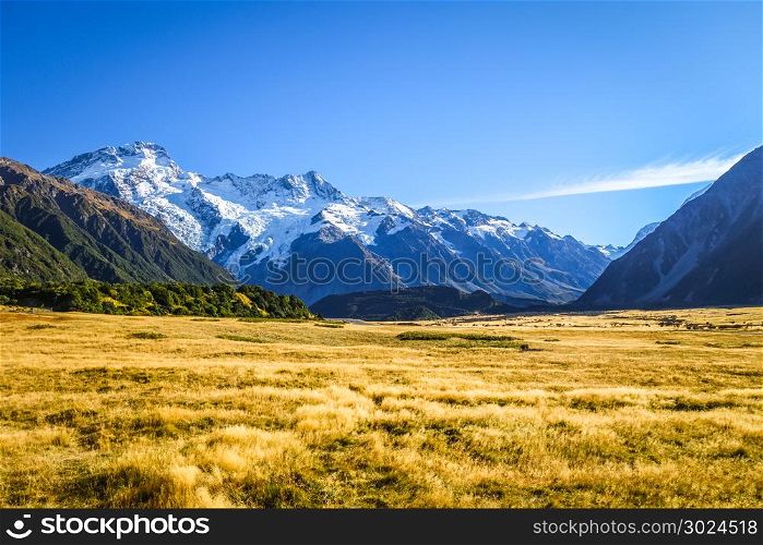 Mount Cook valley alpine landscape, New Zealand. Mount Cook valley landscape, New Zealand