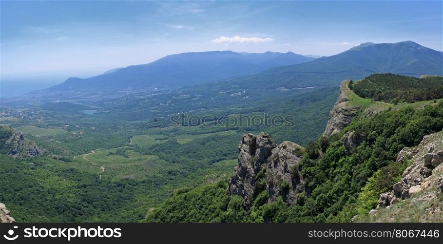 Mount Demerdzhi in the Crimea. Crimea. Beautiful view from the mountain Demerdzhi Valley of ghosts