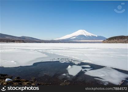 Mount Fuji at Iced Yamanaka Lake in Winter