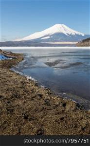 Mount Fuji at Iced Yamanaka Lake in Winter