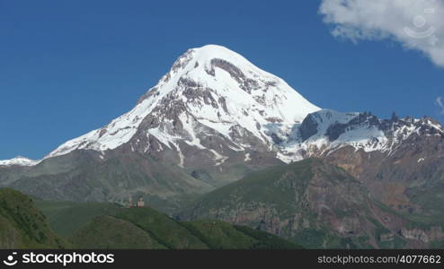 Mount Kazbek with monastery Zminda Sameba, Stepantsminda, Georgia, Europe