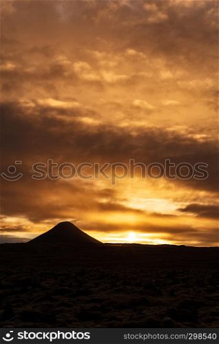 Mount Keilir on sunset in Reykjanes near Reykjavik, Iceland. Mount Keilir on sunset in Reykjanes, Iceland
