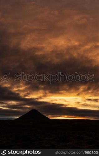Mount Keilir on sunset in Reykjanes near Reykjavik, Iceland. Mount Keilir on sunset near Reykjavik, Iceland